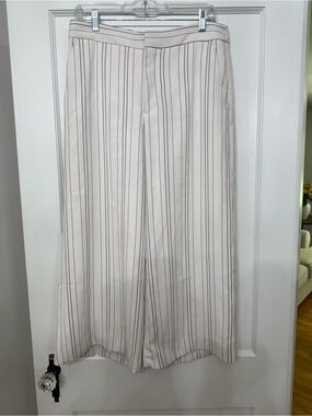 Banana Republic White Pinstripe High-Rise Wide-Leg Pants size 8